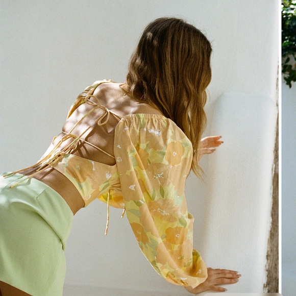 SABO Jianna Backless Floral Puff Sleeve  Top - Picture 5 of 10